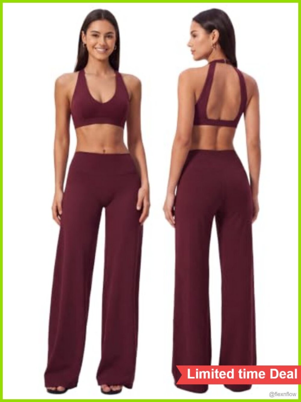 Wide Leg 2 Piece Workout Set Crop Tank Top Yoga Pants Activewear